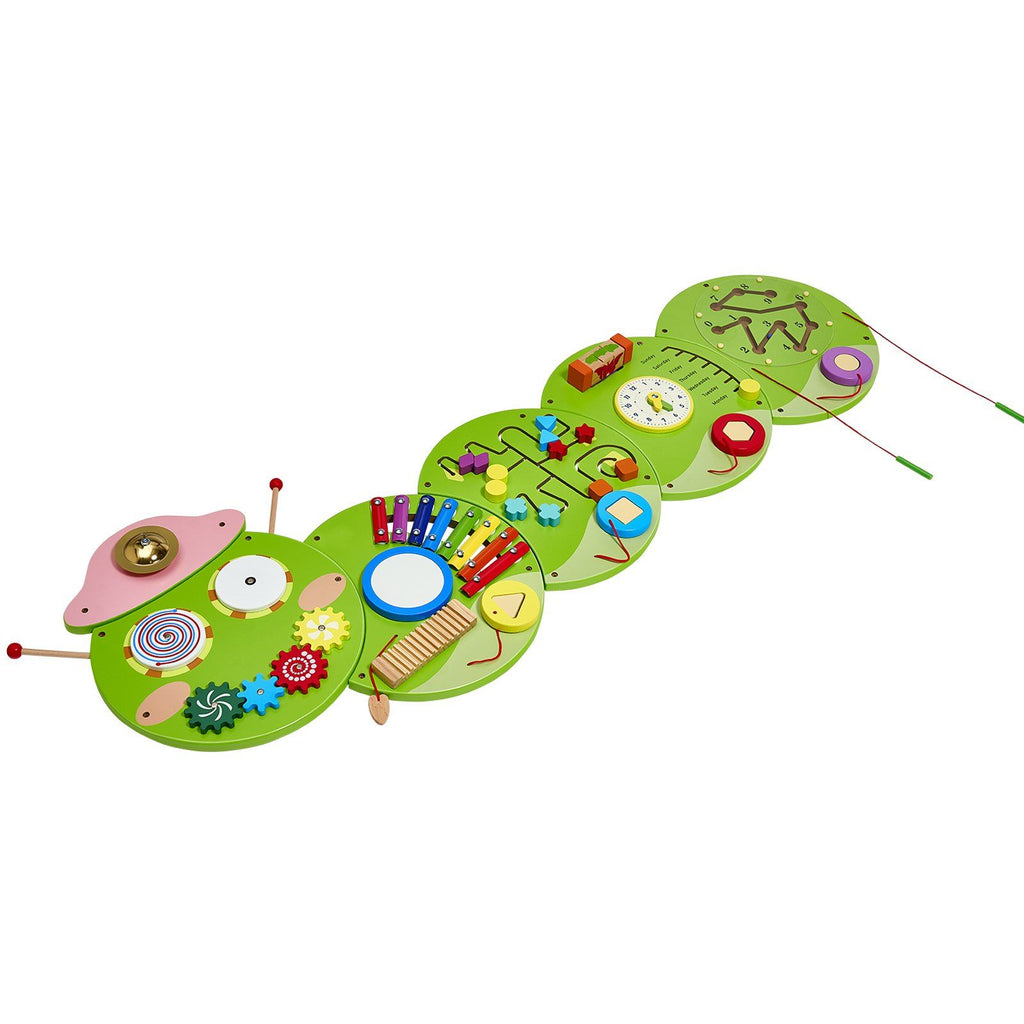 Caterpillar Activity Wall Busy Board Panels, 12 Activities, Montessori Sensory Wall Toy for Kids 3-12 Years, Montessori Learning Activity Center, Ideal for Toddler Playroom Nursery Classroom