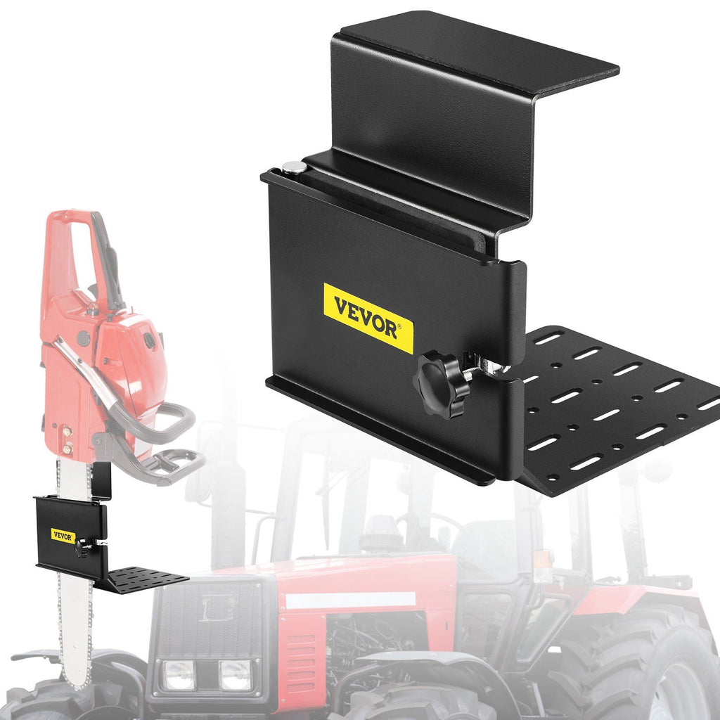 Chainsaw Holder, Powder Coated Steel Chain, Tool Mount Accessories with U-Shape Bolts, Universal Saw Press Carrier Kit for ATVs, UTVs, Tractors, Trucks, Utility Vehicles, Black