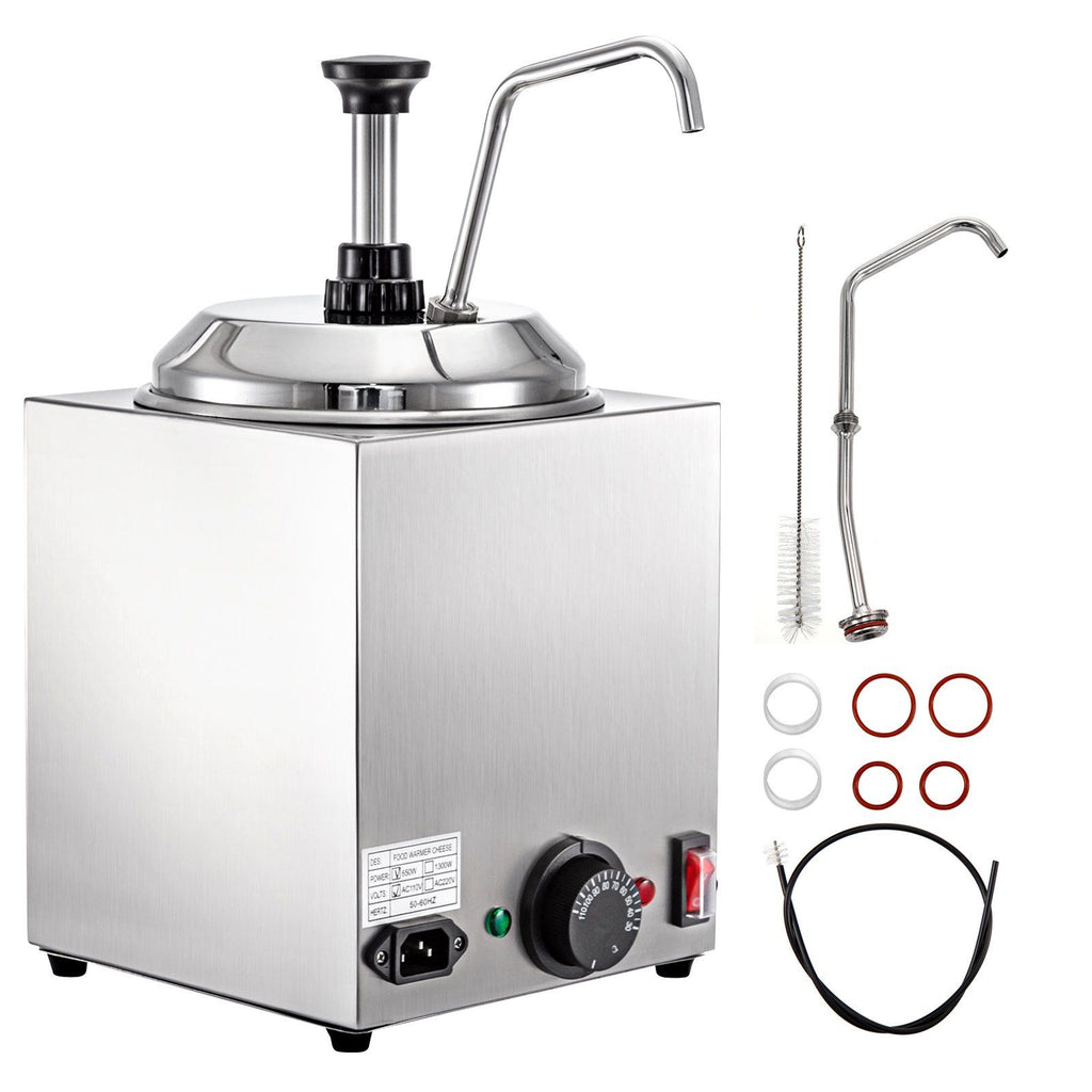 Cheese Dispenser with Pump, 2.6Qt Capacity Nacho Cheese Warmer with Pump, 650W Hot Fudge Warmer, Stainless Steel Hot Cheese Dispenser for Hot Fudge Cheese Caramel