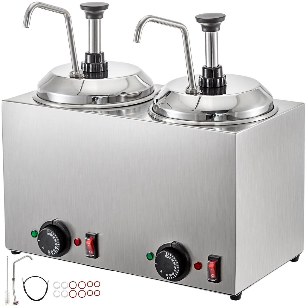 Cheese Dispenser with Pump 5.28 Qt Capacity Hot Cheese Warmer 1300W Hot Fudge Warmer with Pump Single Head Fudge Warmer with Temperature Control for Hot Fudge Fudge Cheese Caramel