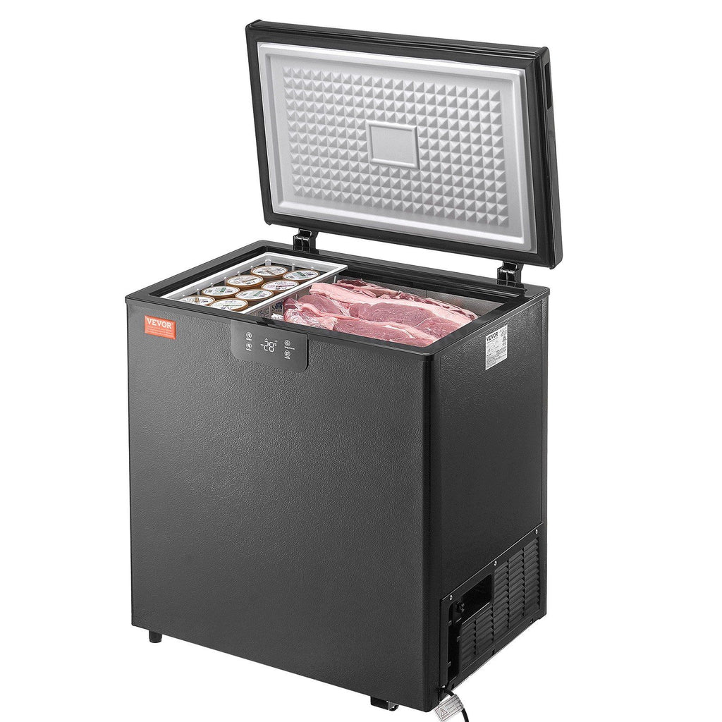 Chest Freezer, 5 Cu.ft / 142 L Compact Deep Freezer, Free Standing Top Open Door Compact Freezers with 2 Removable Baskets & Adjustable Thermostat, Energy Saving & Low Noise, Black