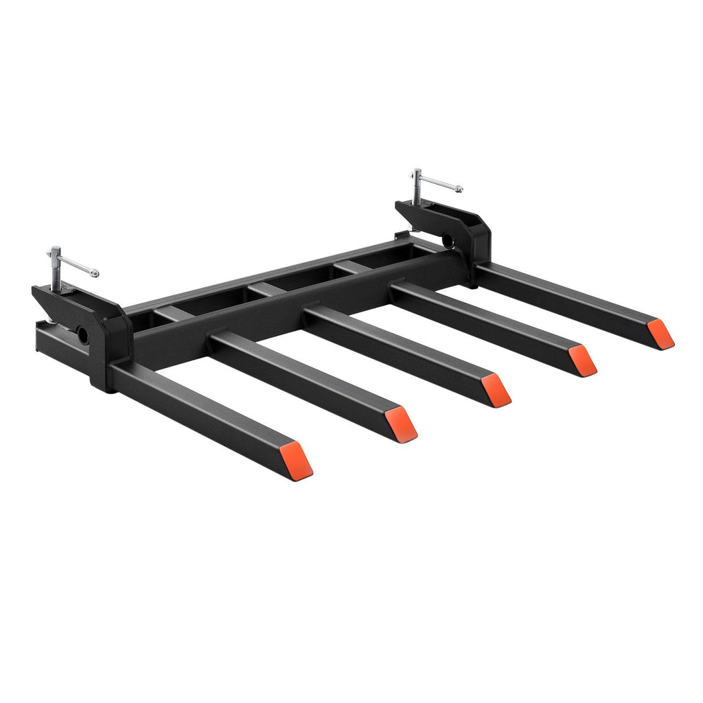 Clamp on Debris Forks to 48" Bucket, 2600 lbs Capacity Heavy Duty Clamp on Pallet Forks Bucket Attachments, Fit for Loader Bucket Skidsteer Tractor to Clean up Fallen Limbs Debris or Yard Wwaste