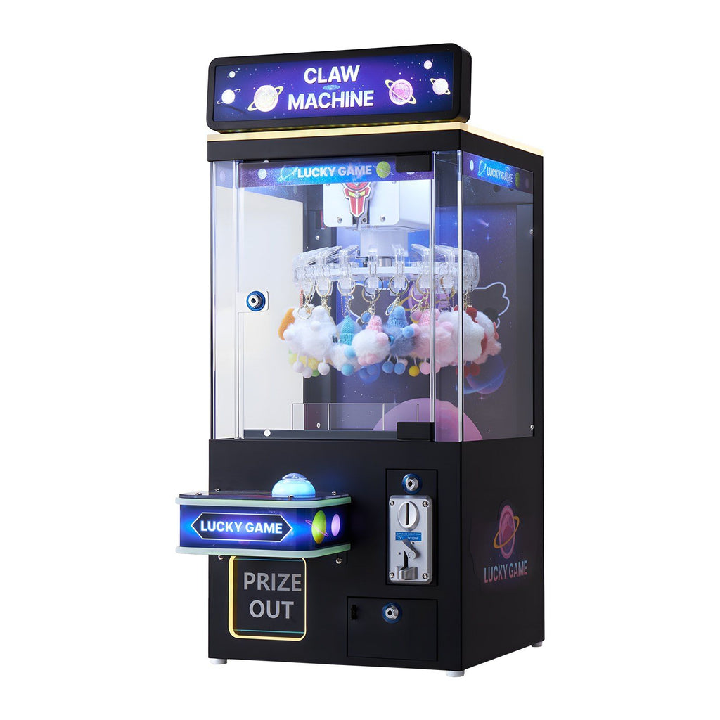 Claw Crane Machine, Medium-Sized Arcade Game Machine with Light & Sound, Adjustable Difficulty, Precise Toy Candy Grabber Prize Dispenser Vending Toy, for Commercial Home Cinema, Black Purple