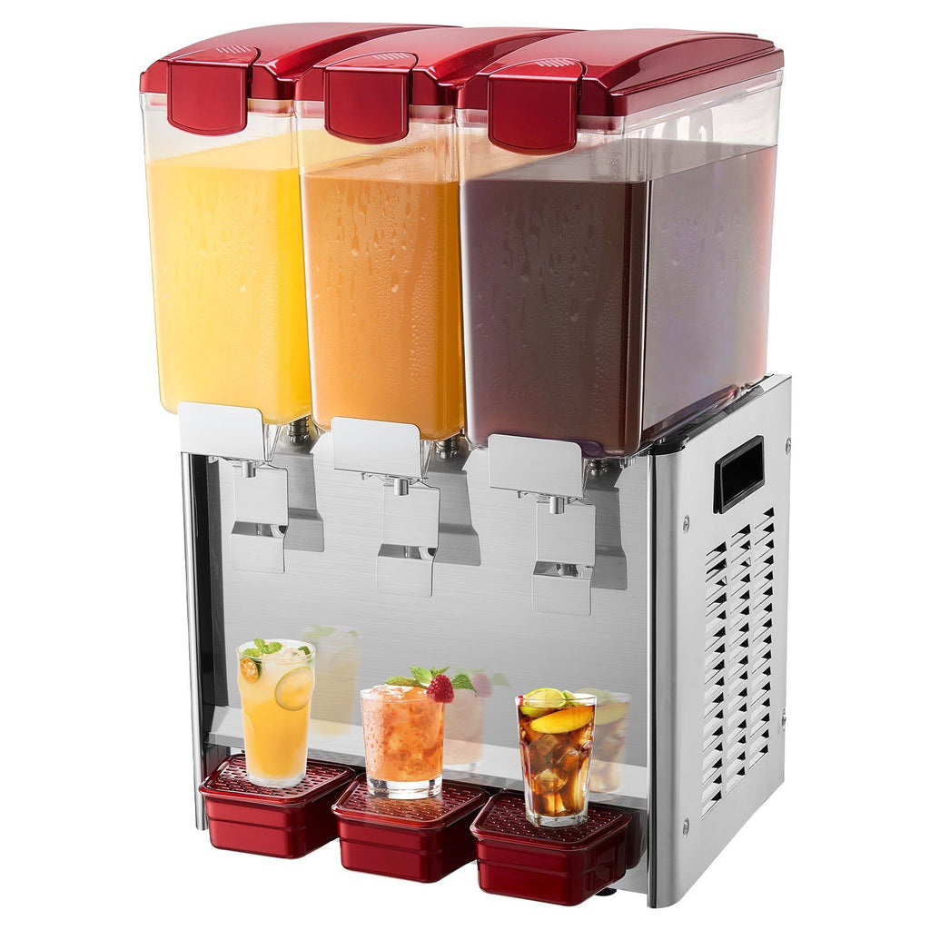 Commercial Beverage Dispenser 10L x 3 Tanks Cold Juice Ice Drink Dispenser