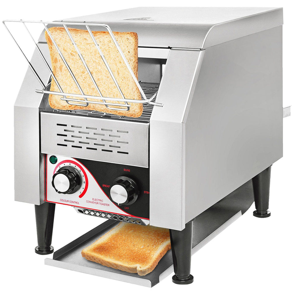 Commercial Conveyor Toaster, 150 Slices / Hour, 1340W Stainless Steel Heavy Duty Industrial Toasters w/ 7 Speed Options, Countertop Electric Restaurant Equipment for Bun Bagel Bread Baked Food