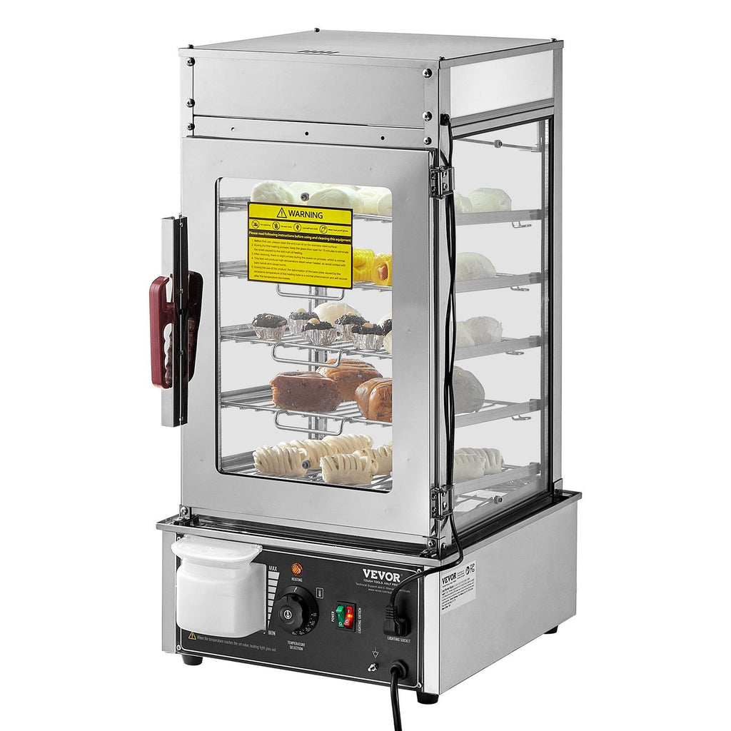 Commercial Food Warmer Display 5-Tier Food Steamer Buns Warmer Electric