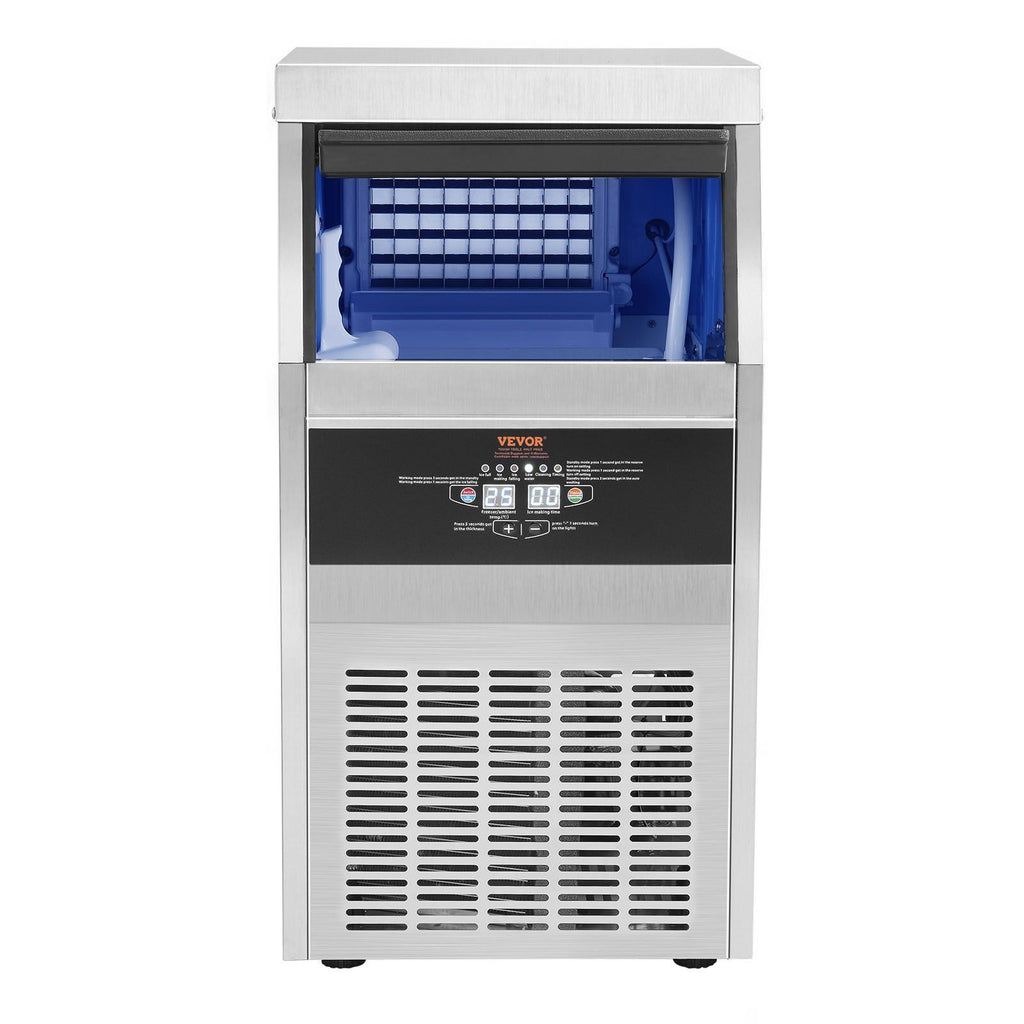 Commercial Ice Maker, 80lbs/24H, Ice Maker Machine, 40 Ice Cubes in 12-15 Minutes, Freestanding Cabinet Ice Maker with 24lbs Storage Capacity LED Digital Display, for Bar Home Office Restaurant