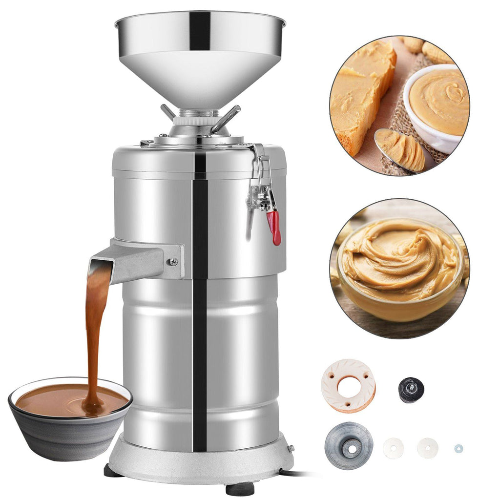 Commercial Peanut Sesame Grinding Machine, 15000g/h Stainless Steel peanut butter machine, 110V Grinder Electric Perfect for Peanut Sesame Walnut Butter, 11.80 x 28.00 x 11.80 in, Silver