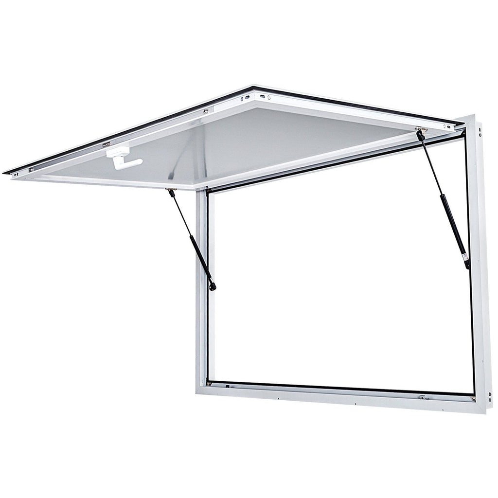 Concession Window 60 x 36 Inch, Concession Stand Serving Window Door with Double-Point Fork Lock, Concession Awning Door Up to 85 degrees for Food Trucks, Glass Not Included
