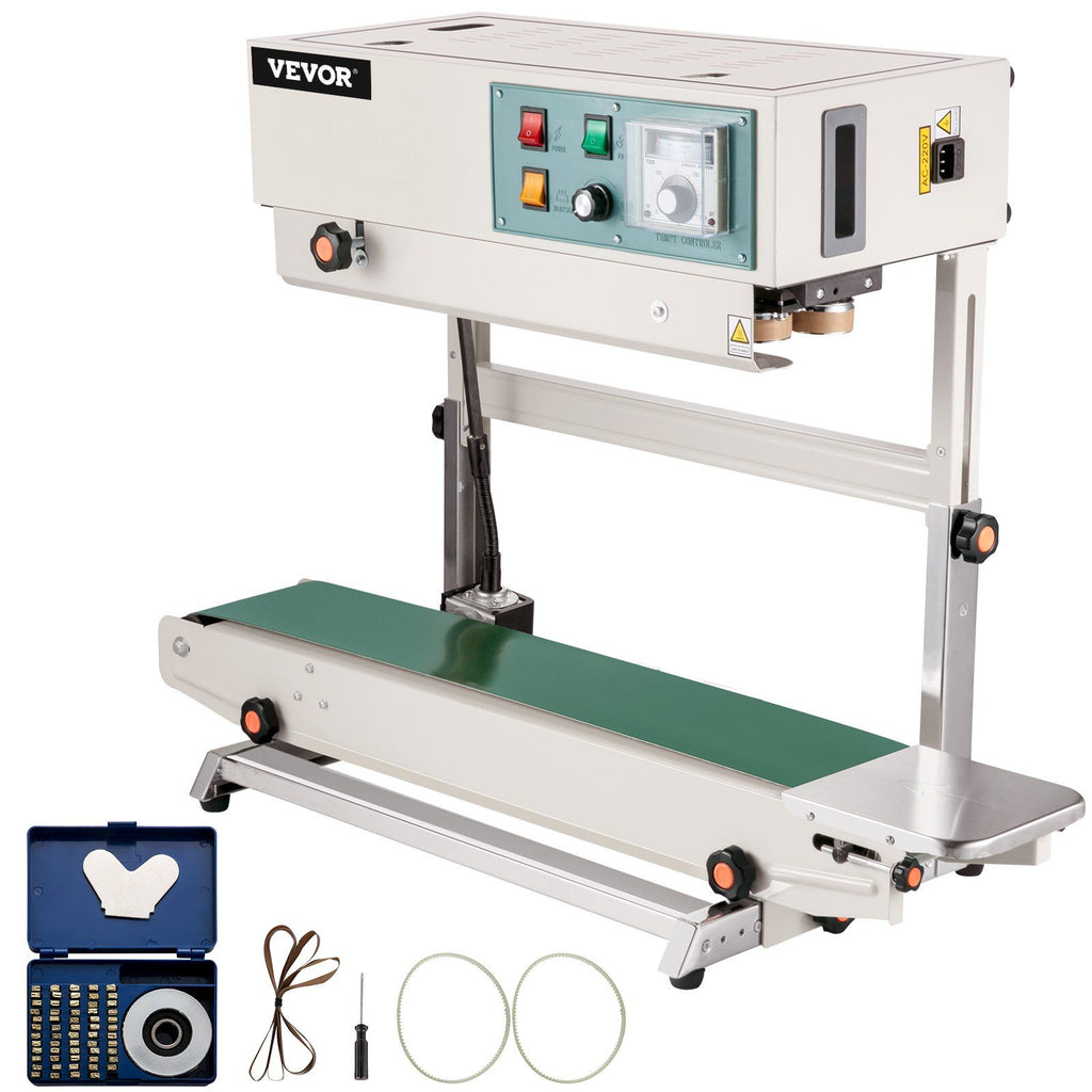 Continuous Band Sealer FR-900, Vertical Automatic Continuous Sealing Machine with Digital Temperature Control, Vertical Band Sealer for Bag Films