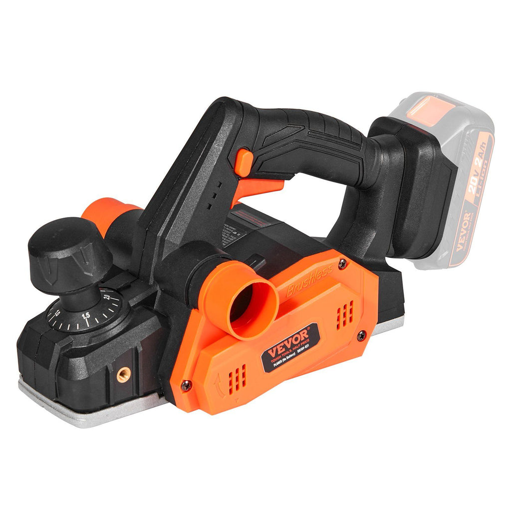 Cordless Electric Hand Planer, 3-1/4" Width, 16500 RPM Handheld Wood Planer with 5/64" Adjustable Planing Depth HSS Blades Dual Side Dust Outlet, for Woodworking Wood Planing Surface Smoothing