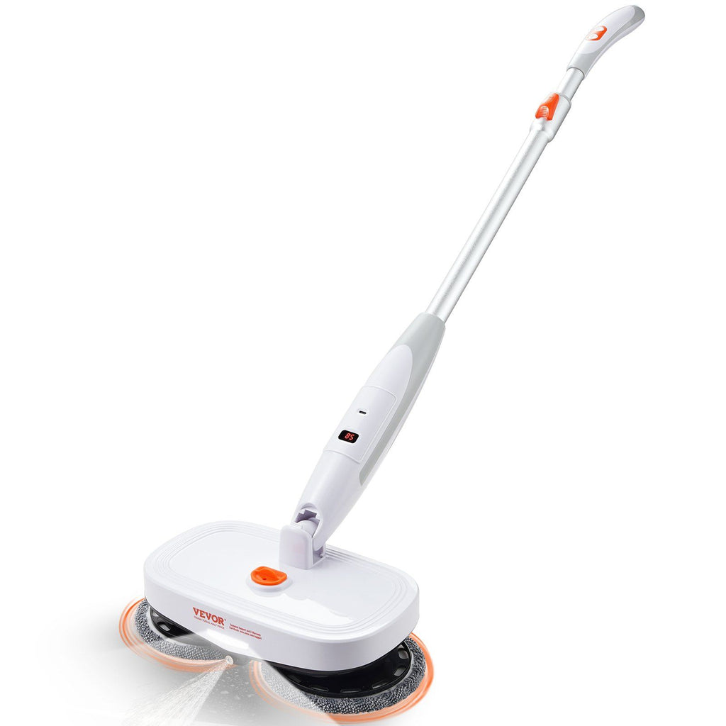 Cordless Electric Mop, Electric Spin Mop with Water Tank, up to 40 mins Battery, LED Headlight, Dual Mop Heads, 4 Microfiber Pads & 4 Trapezoid Microfiber Pads, for Hardwood/Tile Floor Cleaning