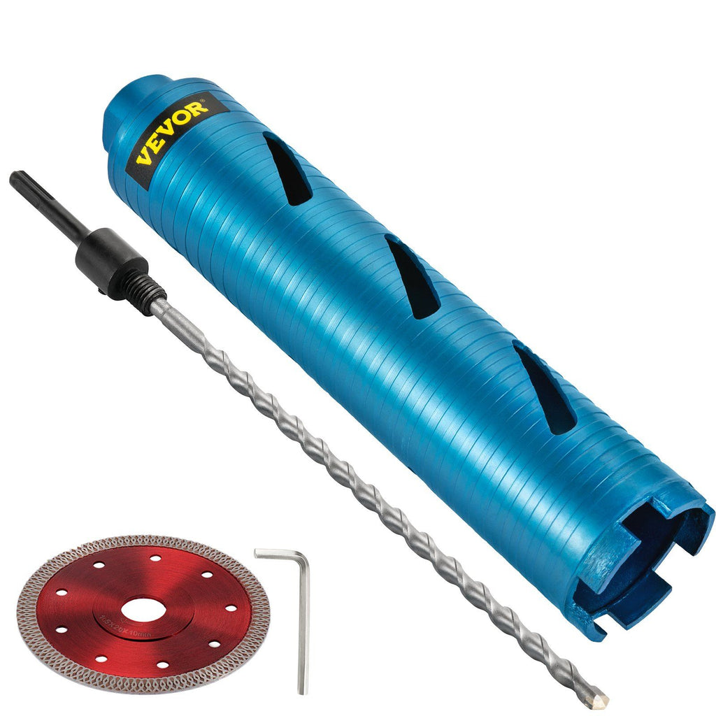Core Drill Bit, 2.5" / 63.5 mm Diameter 5/8"-11 Threaded, 9.5" / 241.3mm Depth Diamond Dry Coring Bore Tool with a Pilot Bit & 4.5" Blade, Masonry Hole Saw Bits for Hard Concrete Brick and Block