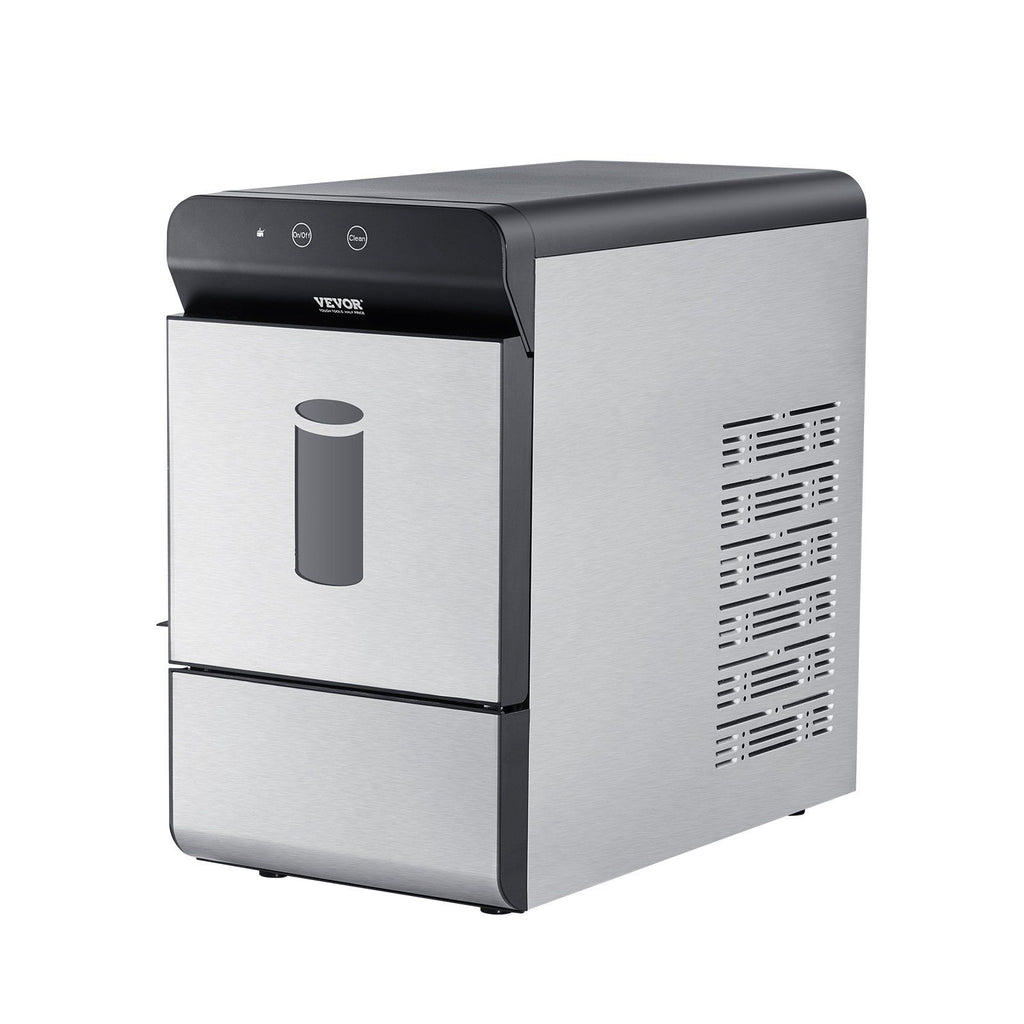 Countertop Ice Maker, 37lbs in 24Hrs, Auto Self-Cleaning Portable Ice Maker with Ice Scoop, Basket and Drainpipe, 2 Ways Water Refill Stainless Steel Ice Machine for Home Kitchen Office Party