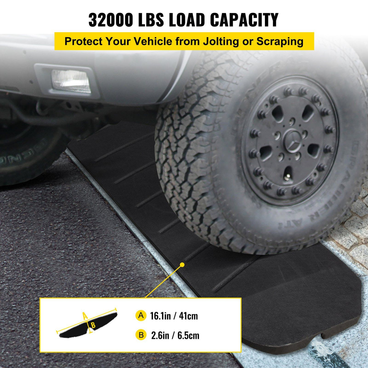 Vip Plcb Ramp VEVOR Curb Ramp, 1 Pack Rubber Driveway Ramps, Heavy Duty 32000 lbs ...