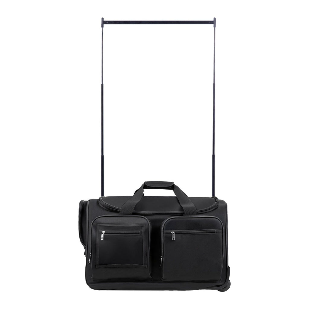 Dance Bag with Garment Rack, 23 Inch Rolling Dance Duffel, with Wheels, USB Port, Height Adjustable Clothes Rack, Privacy Protection Curtain, Ideal for Travel and Competitions, Matte Black