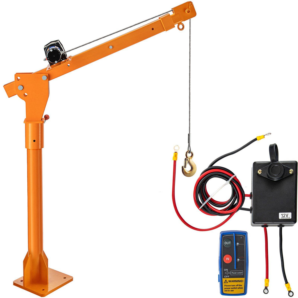 Davit Crane, 2200 lbs Truck Crane, Wireless Remote Control Dock Crane, 12V 360° Swivel Electric Crane for Truck, Crane Hitch for Lifting Goods in Construction, Forestry, Factory, and Transport