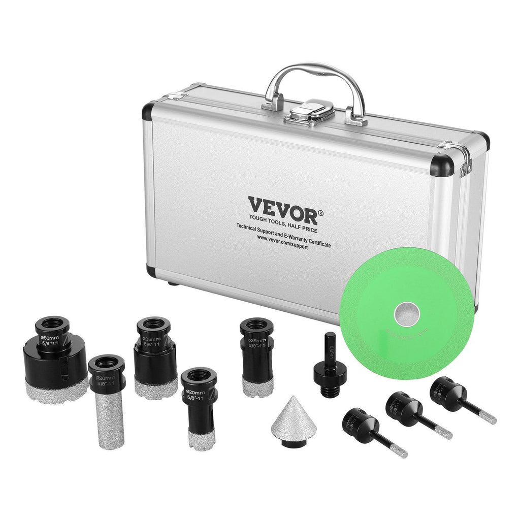 Diamond Core Drill Bit Set, 7 PCS 6/6/6/20/25/35/50mm Diamond Hole Saw Kit, with Finger Milling Bit Cone Bit Saw Blade and Storage Case for, Dry and Wet, Diamond Drill Bits for Ceramic Tile