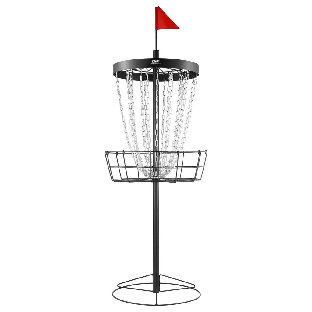 Disc Golf Basket, 24-Chains Portable Disc Golf Target Hole, Heavy Duty Steel Practice Disc Golf Course Basket, Indoor & Outdoor Pro Golf Basket Set with Carry Bag & 6 Discs, Black