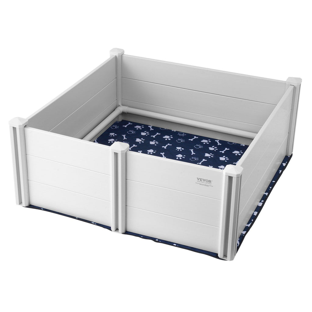 Dog Whelping Box 48 x 48 x 18.1in PVC with Rails Pee Pad for Dogs Puppies