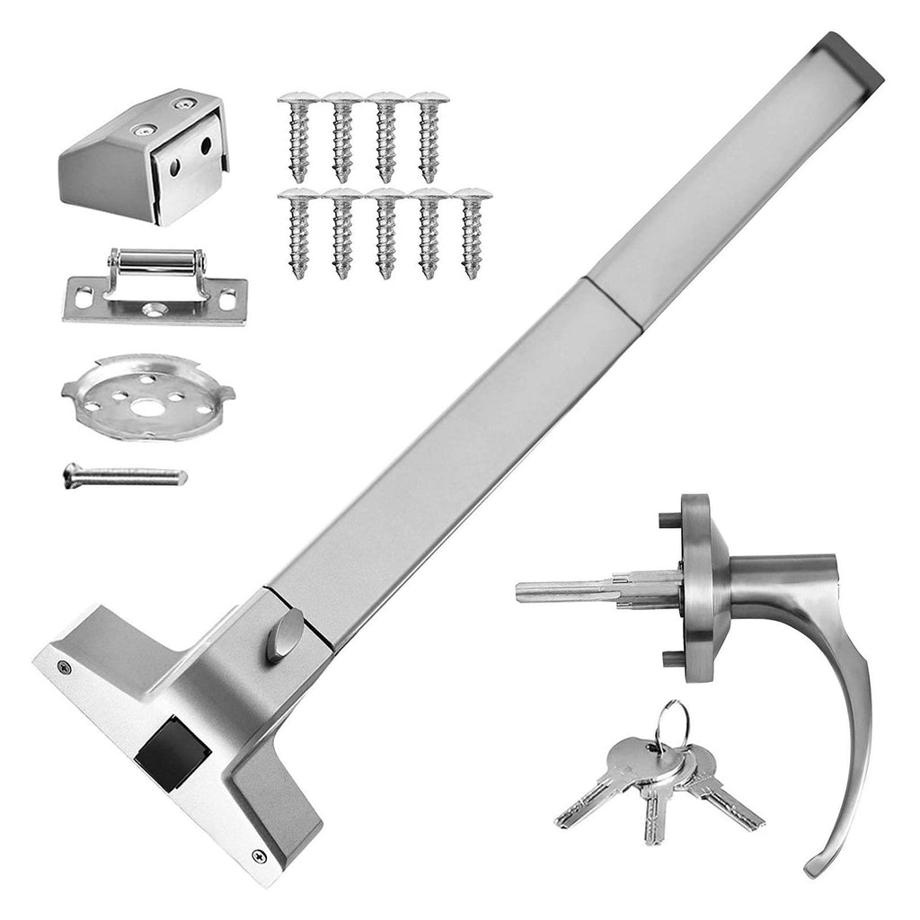 Door Push Bar Panic Exit Device with Exterior Lever Commercial Emergency Exit Bar Panic Exit Device for Wood Metal Door Panic Exit Bar with Door Knob (Push Bar with Lever)