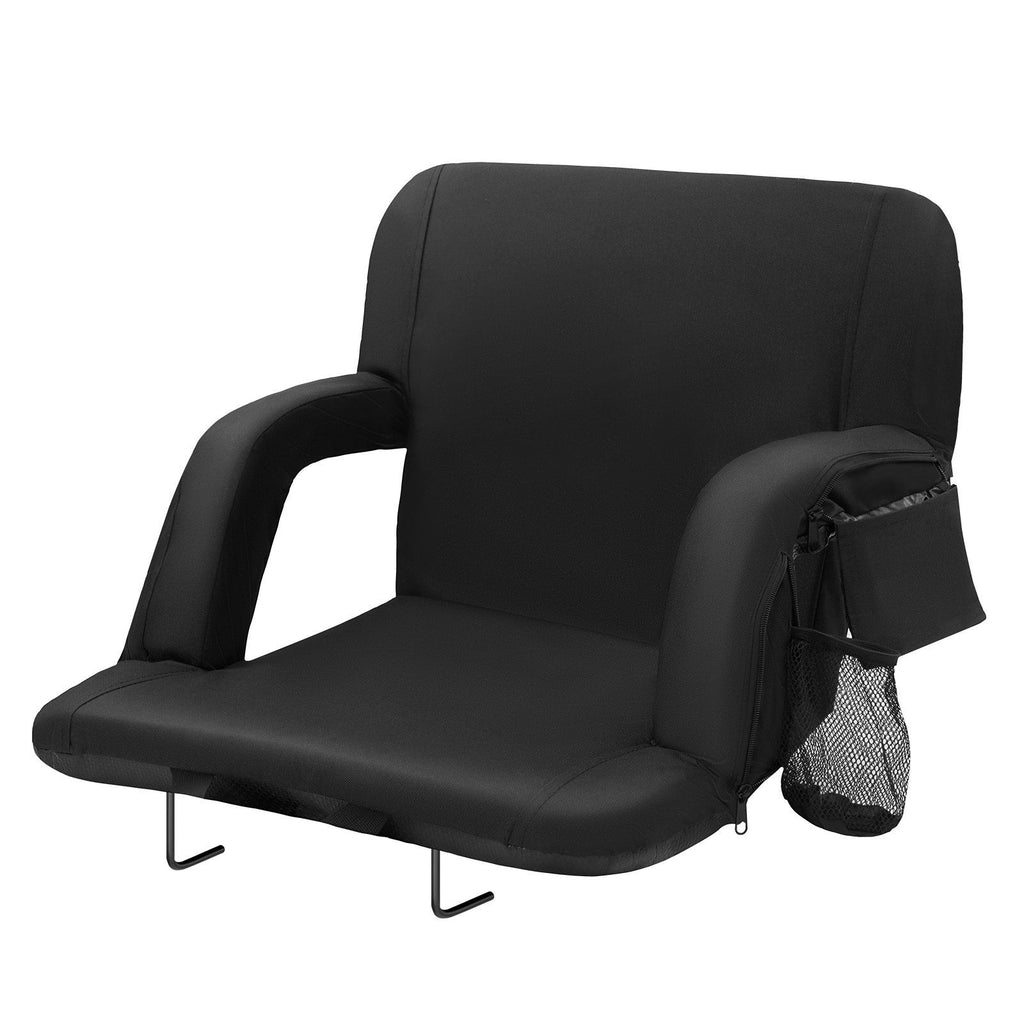 Double Heated Stadium Seat with Back Support, 3 Level Heating Wide Bleacher Seat, Folding Portable Padded Reclining Chair with Hook Pocket Cupholder, Ideal for Sport Event Beach Camping Concert