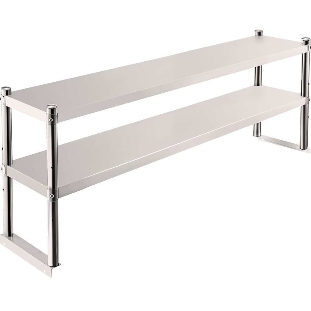 Double Overshelf, Double Tier Stainless Steel Overshelf, 36 in. Length x 12 in. Width Double Deck Overshelf, Height Adjustable Overshelf for Prep & Work Table in Kitchen, Restaurant