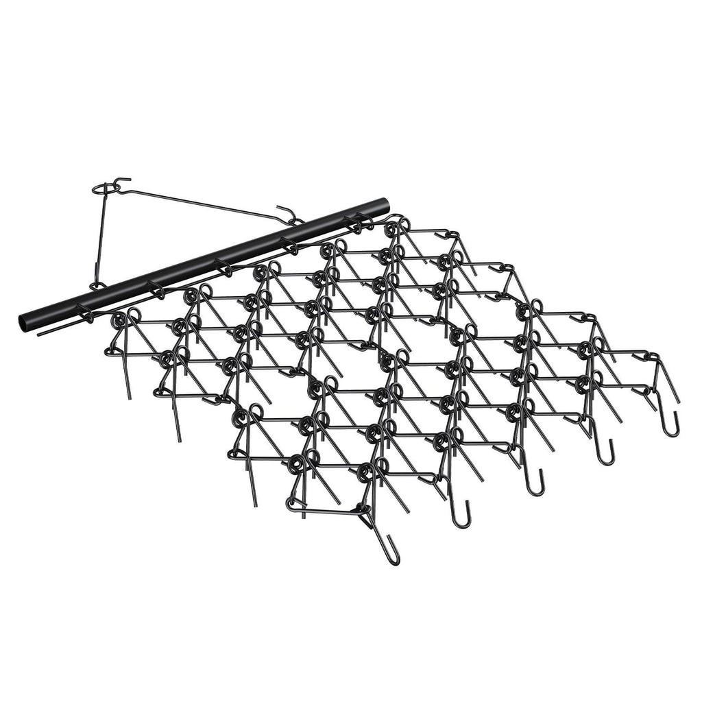 Drag Harrow, 4'x5.6' Heavy-Duty Chain Harrow with 69 Teeth, ATV UTV Tractor Attachments Field Drag Mat for Sod Prepping, Seeding Lawns, Landscape Leveling, Harrow Rake for Gravel Driveway Yard