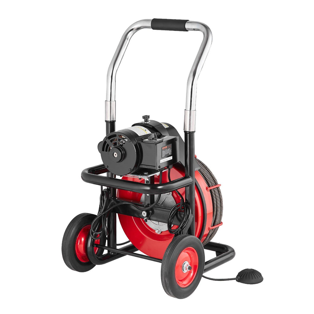 Drain Cleaner Machine Electric Drain Auger 100FT x 1/2 In Auto Feed