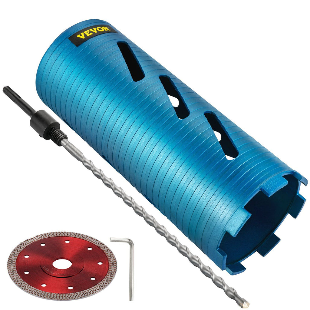 Dry Core Drill Bit, 4.25"/108 mm Diameter 5/8"-11 Shank Arbor with a Pilot Bit & 4.5" Blade, 9.5"/241.3mm Depth Diamond Coring Bore Tool, Masonry Hole Saw Bits for Hard Concrete Brick and Block