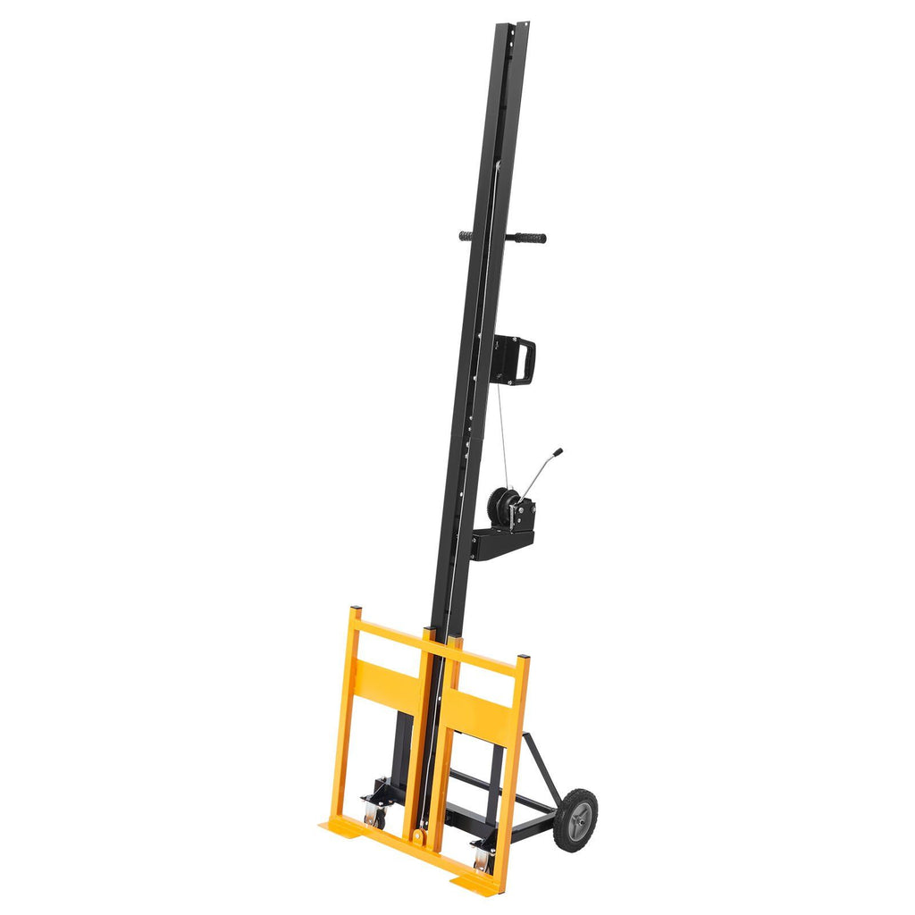 Drywall Lift, Heavy-Duty 150 lbs Sheetrock Hoist for Ceiling & Wall Installation, One Person Drywall Installation, 4 x 16 ft Max. Panel Lifter Jack Hoist with Wheels, Easy Transport (Yellow)