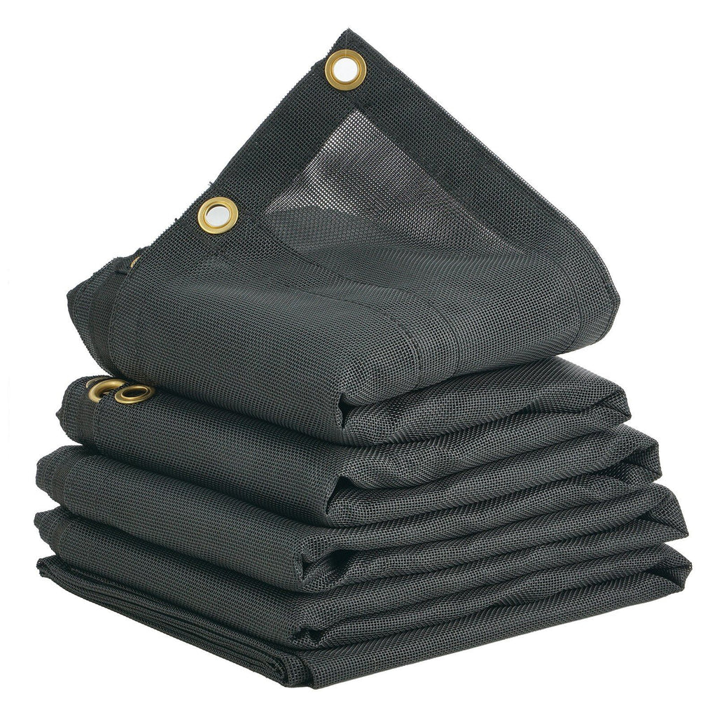 Dump Truck Mesh Tarp, 6.5x18 ft, PVC Coated Black Heavy Duty Cover with 5.5" 18oz Double Pocket, Brass Grommets, Reinforced Double Needle Stitch Webbing Fits Manual or Electric Dump Truck System