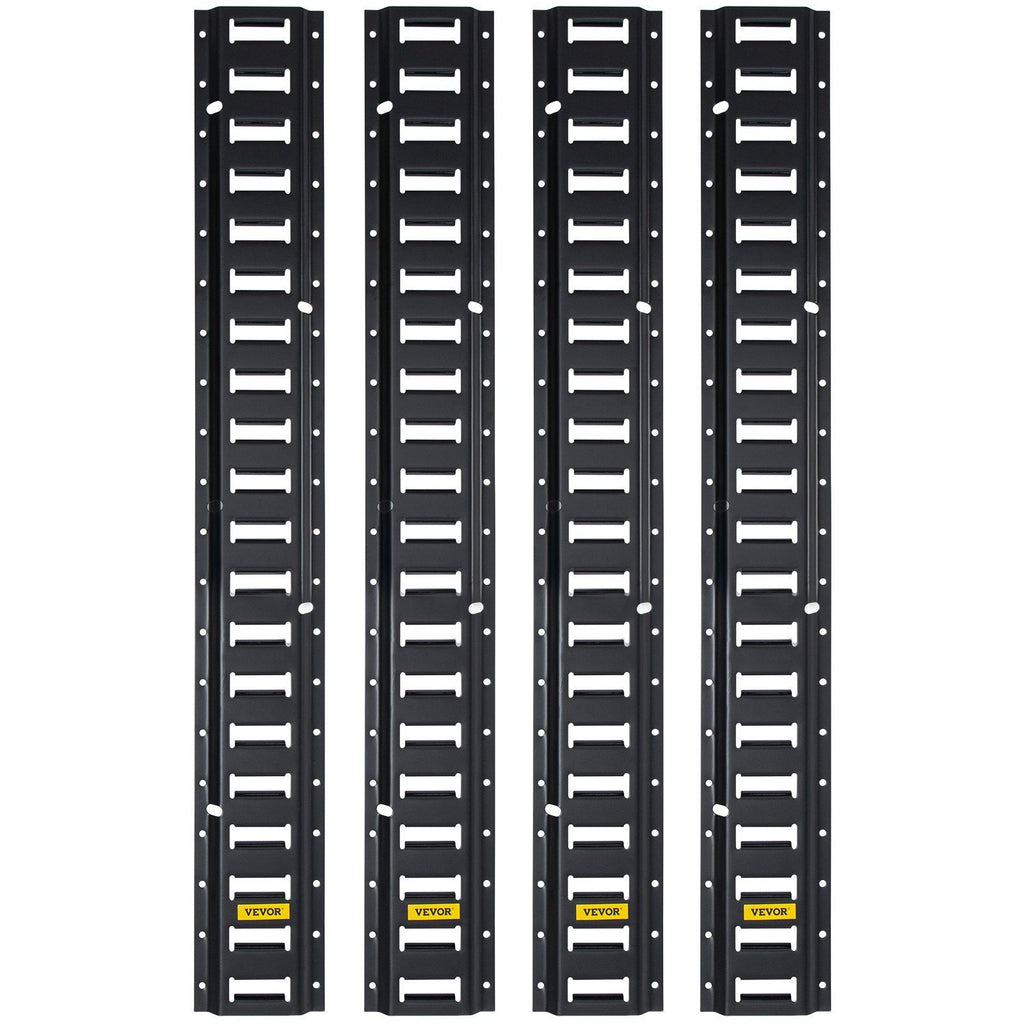 E-Track Tie-Down Rail, 4PCS 4-FT Steel Rails w/Standard 1"x2.5" Slots, Compatible with O and D Rings & Tie-Offs and Ratchet Straps & Hooked Chains, for Cargo and Heavy Equipment Securing