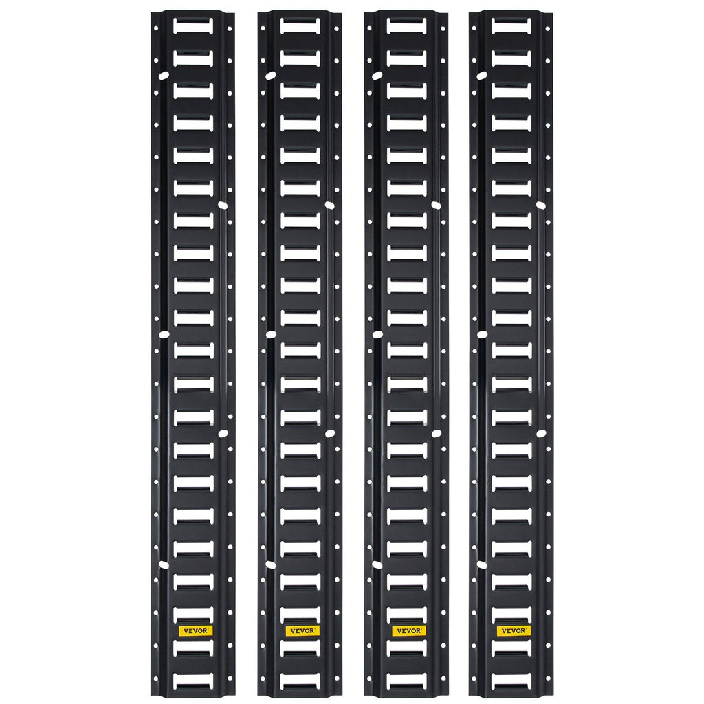 E-Track Tie-Down Rail, 4PCS 5-FT Steel Rails w/Standard 1"x2.5" Slots, Compatible with O and D Rings & Tie-Offs and Ratchet Straps & Hooked Chains, for Cargo and Heavy Equipment Securing