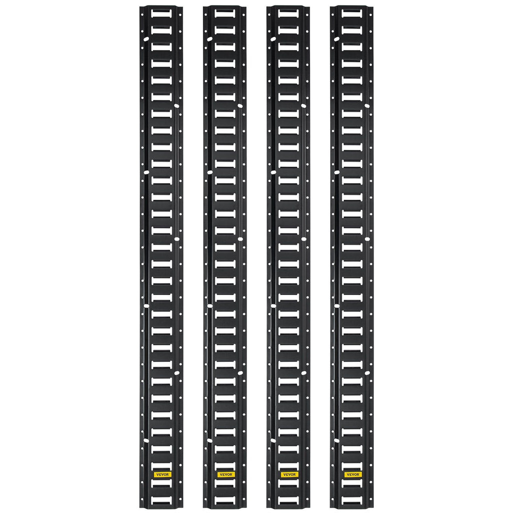 E-Track Tie-Down Rail, 4PCS 8-FT Steel Rails w/Standard 1"x2.5" Slots, Compatible with O and D Rings & Tie-Offs and Ratchet Straps & Hooked Chains, for Cargo and Heavy Equipment Securing