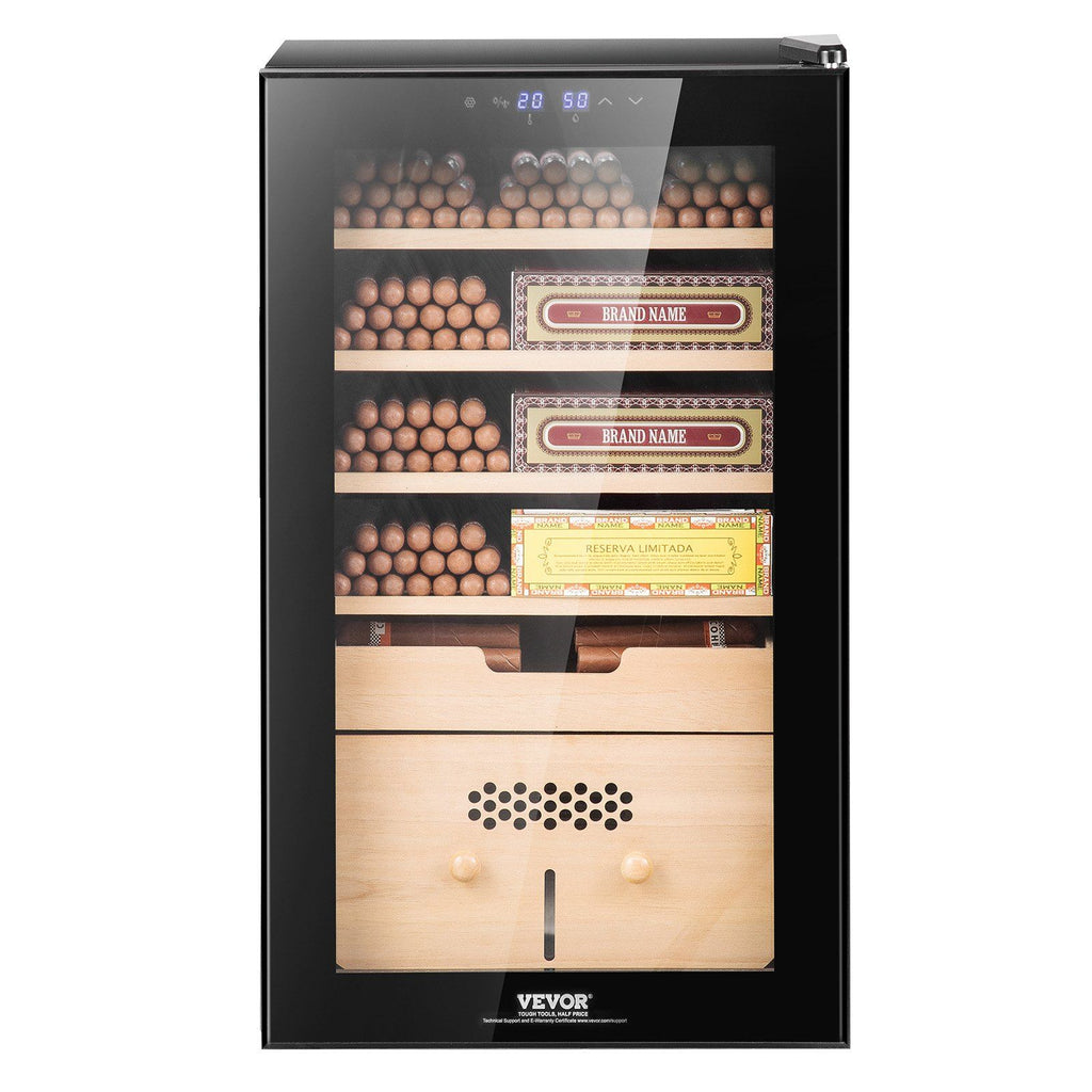 Electric Cigar Humidor, 400 Count Cigar Humidor Cabinet with Cooling, Heating & Humidity Control, 5 Layer Spanish Cedar Wood & Double Mirror Glass Cigar Humidor, Gift for Men