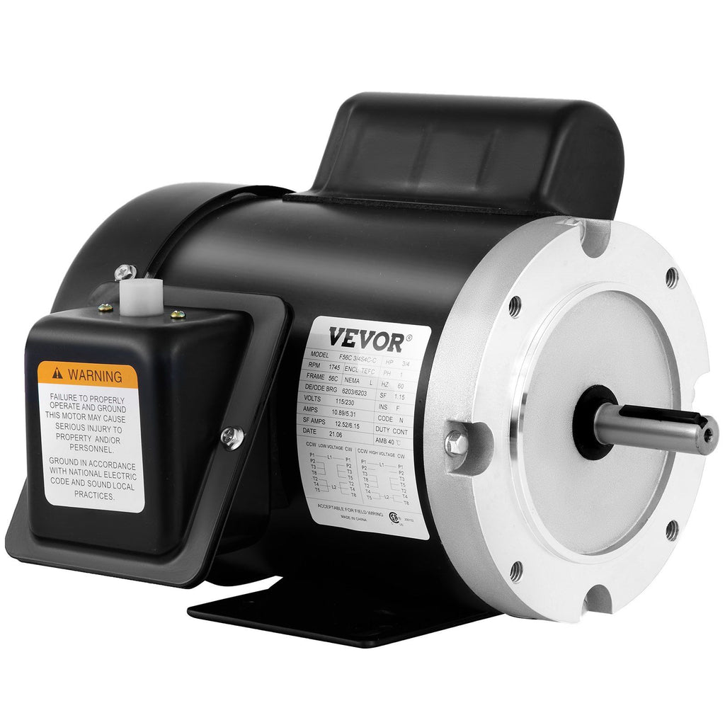 Electric Compressor Motor, 3/4 HP, Rated Speed 1725 RPM Single Phase Electric Motor, AC 115V 230V Air Compressor Motor, Suitable for Agricultural Machinery and General Equipment