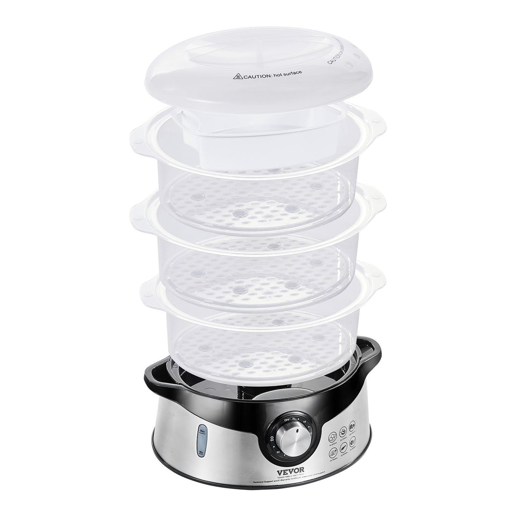Electric Food Steamer, 9.5Qt/9L Electric Vegetable Steamer with 3-Tier Stackable Trays, 800W Food-Grade Food Steamer for Cooking with 60-Min Timer, Auto Shut-Off and Boil Dry Protection