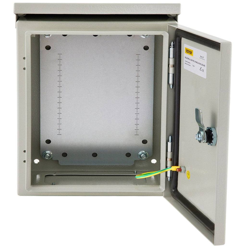 Electrical Enclosure, 12x10x6", Tested to UL Standards NEMA 4 Outdoor Enclosure, IP65 Waterproof & Dustproof Cold-Rolled Carbon Steel Hinged Junction Box for Outdoor Indoor Use, with Rain H