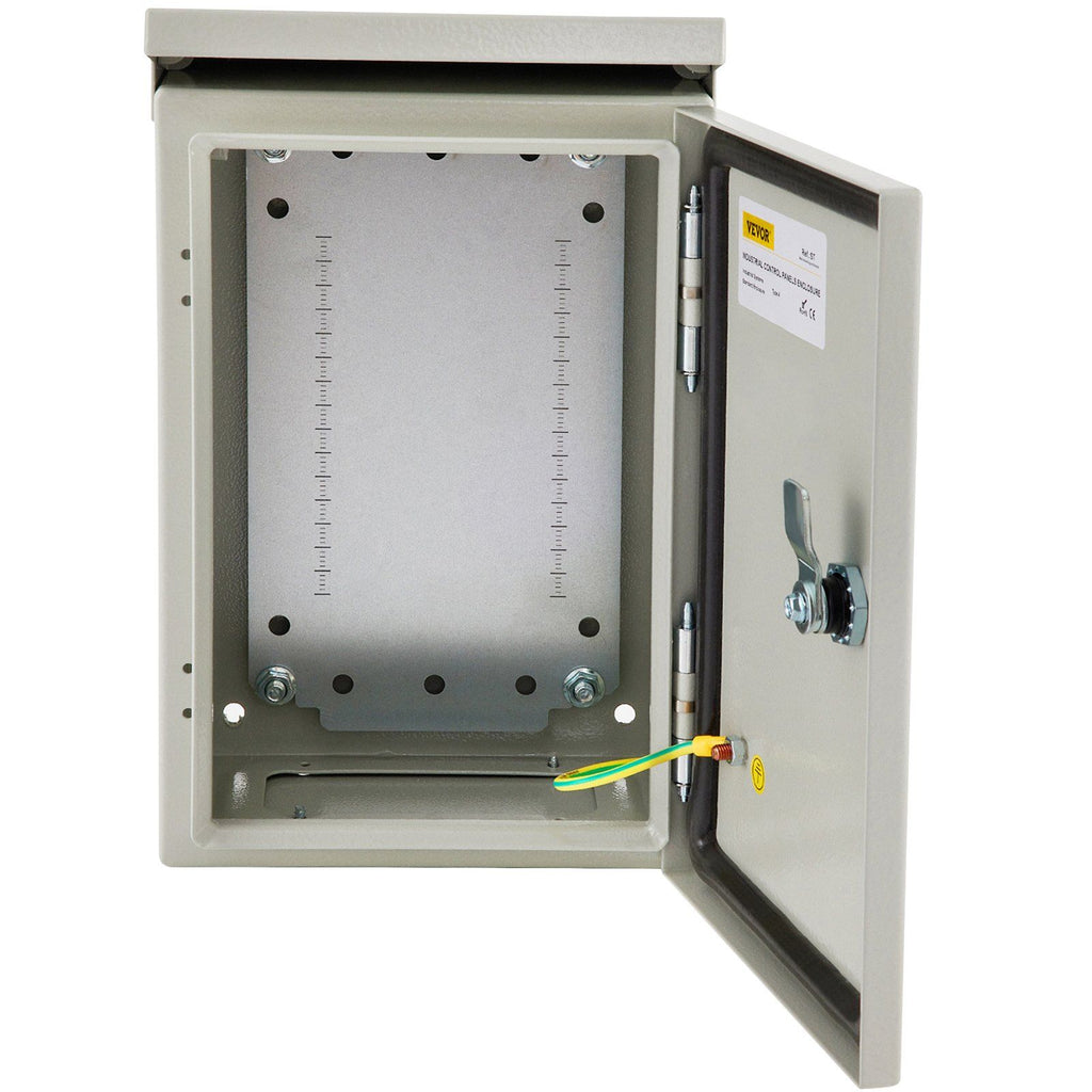 Electrical Enclosure, 12x8x8in, Tested to UL Standards NEMA 4 Outdoor Enclosure, IP65 Waterproof & Dustproof Cold-Rolled Carbon Steel Hinged Junction Box for Outdoor Indoor Use, with Rain Hood
