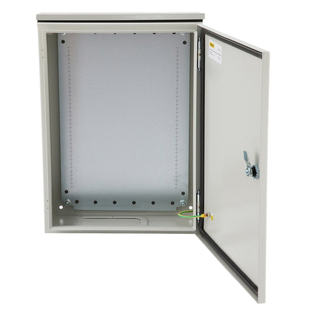 Electrical Enclosure, 20x12x10in, Tested to UL Standards NEMA 4 Outdoor Enclosure, IP65 Waterproof & Dustproof Cold-Rolled Carbon Steel Hinged Junction Box for Outdoor Indoor Use, with Rain Hood