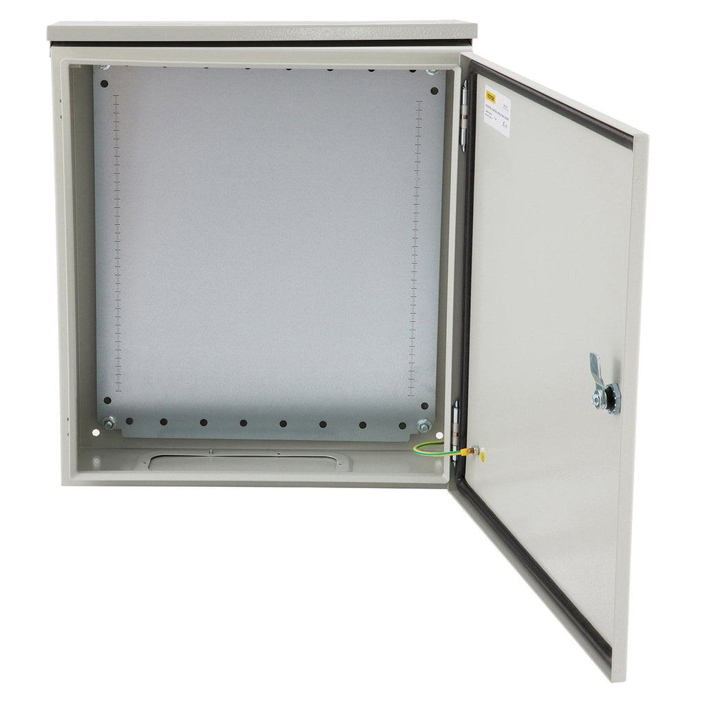 Electrical Enclosure, 20x16x8in, Tested to UL Standards NEMA 4 Outdoor Enclosure, IP65 Waterproof & Dustproof Cold-Rolled Carbon Steel Hinged Junction Box for Outdoor Indoor Use, with Rain Hood