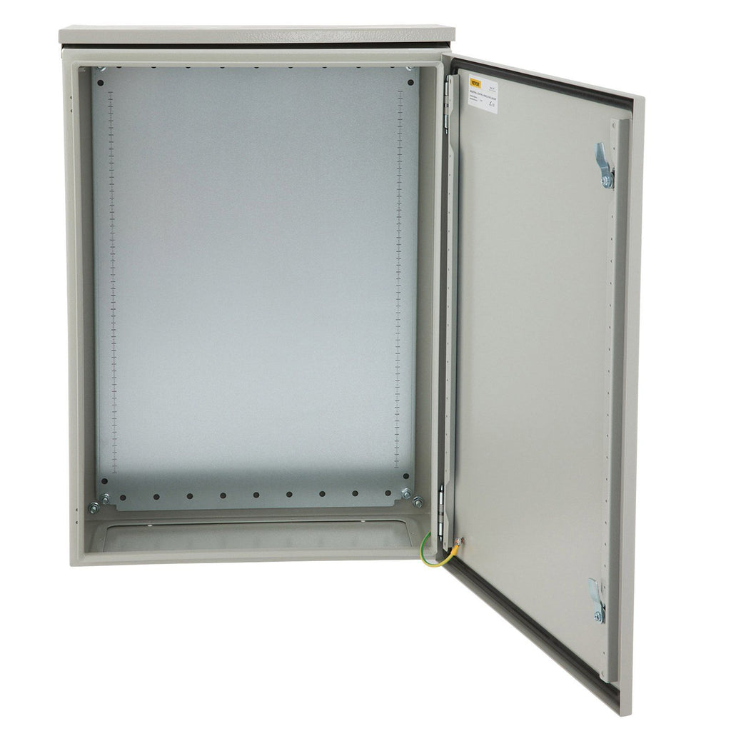 Electrical Enclosure, 24x16x10", Tested to UL Standards NEMA 4 Outdoor Enclosure, IP65 Waterproof & Dustproof Cold-Rolled Carbon Steel Hinged Junction Box for Outdoor Indoor Use, with Rain Hood