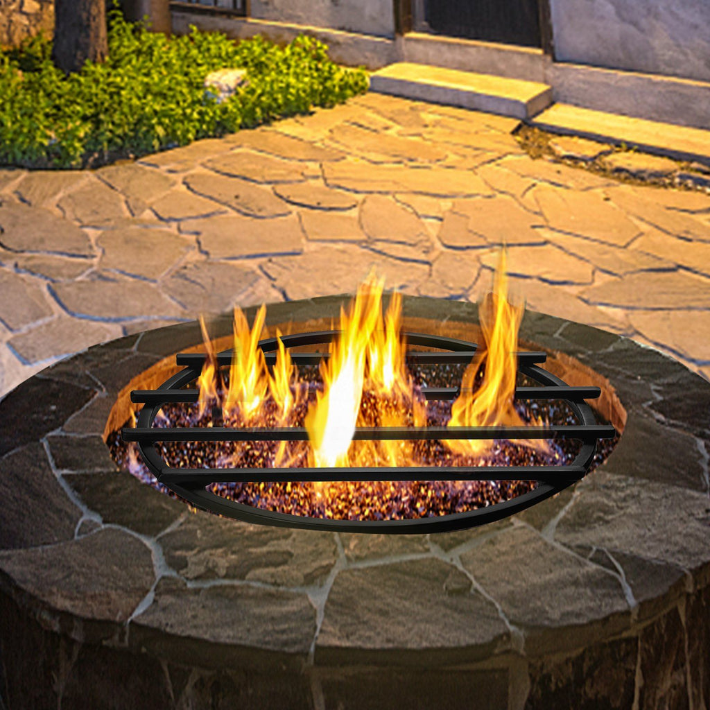 Fire Pit Grate, Heavy Duty Iron Round Firewood Grate, Round Wood Fire Pit Grate 18", Firepit Grate with Black Paint, Fire Grate with 4 Removable Square Legs for Burning Fireplace and Firepits