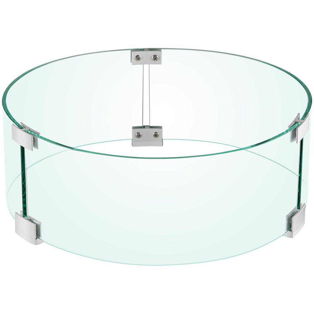 Fire Pit Wind Guard, 17 x 17 x 6 Inch Glass Flame Guard, Round Glass Shield, 1/4-Inch Thick Fire Table, Clear Tempered Glass Flame Guard, Aluminum Alloy Feet for Propane, Gas, Outdoor