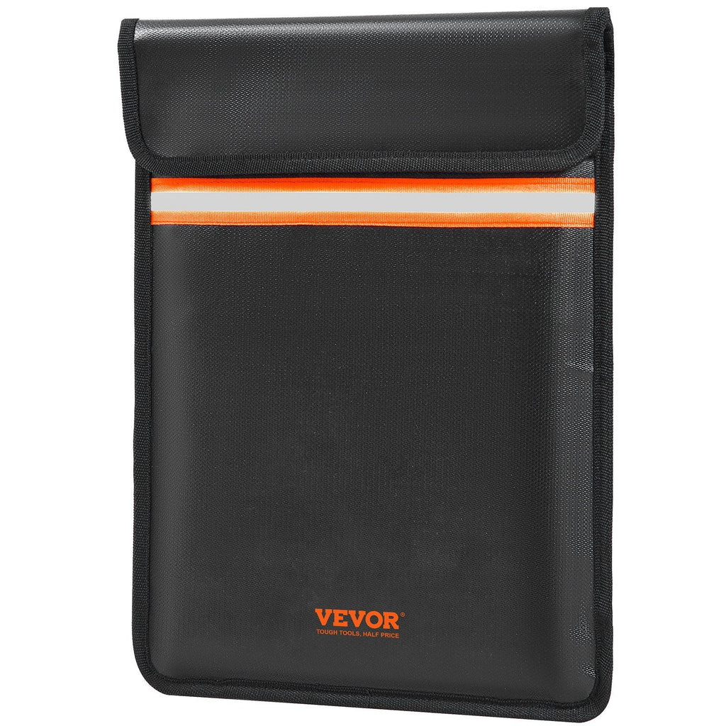 Fireproof Document Bag, 15"x11" Fireproof Money Bag 2000°F, Double Pockets Fireproof and Waterproof Bag with Zipper and Reflective Strip, for Money, Documents, Jewelry and Passport