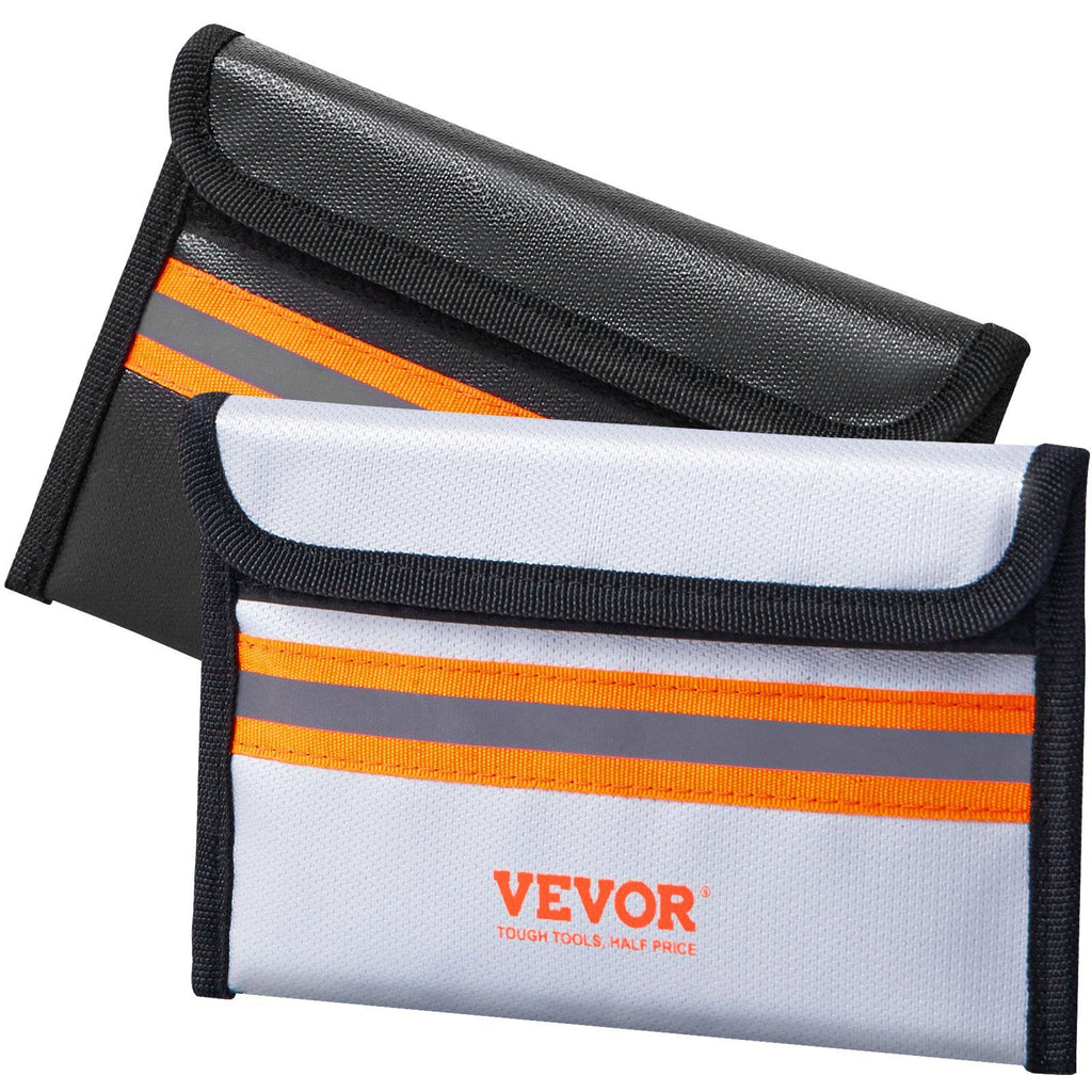 Fireproof Document Bag, 2 pcs 8"x5" Fireproof Money Bag 2000°F, Fireproof and Waterproof Bag with Zipper and Reflective Strip, for Money, Documents, Jewelry and Passport