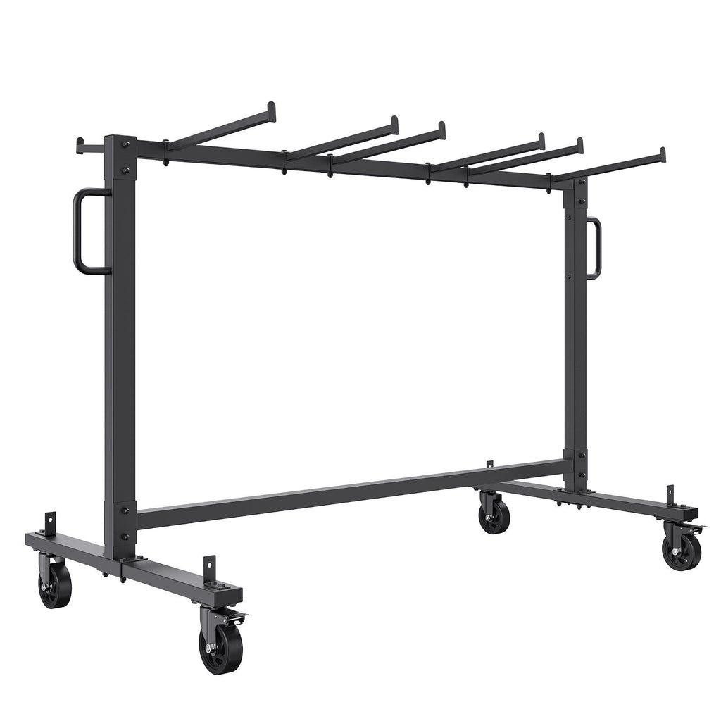 Folding Chair Cart, Single Layer Mobile Stackable Chair Dolly, Storage Rack Trolley with 265 Lbs Capacity to Store 42 Chairs, Heavy Duty Iron Chairs Holder with 4 Casters, 2 Elastic Cords, Cover