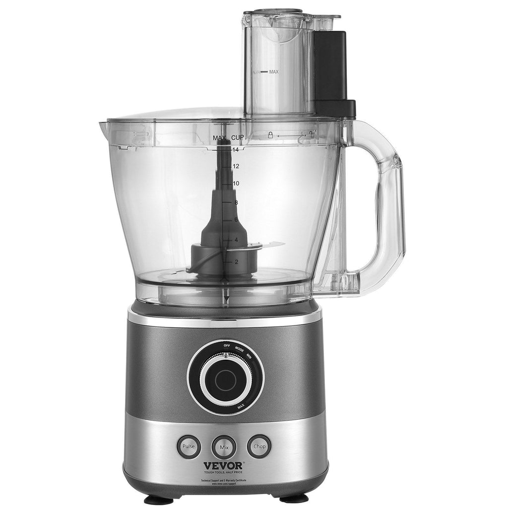Food Processor, 14-Cup Vegetable Chopper for Chopping, Mixing, Slicing, Puree, and Kneading Dough, 650 Watt Stainless Steel Blade Professional Electric Food Chopper, Easy Assembly & Clean, Gray