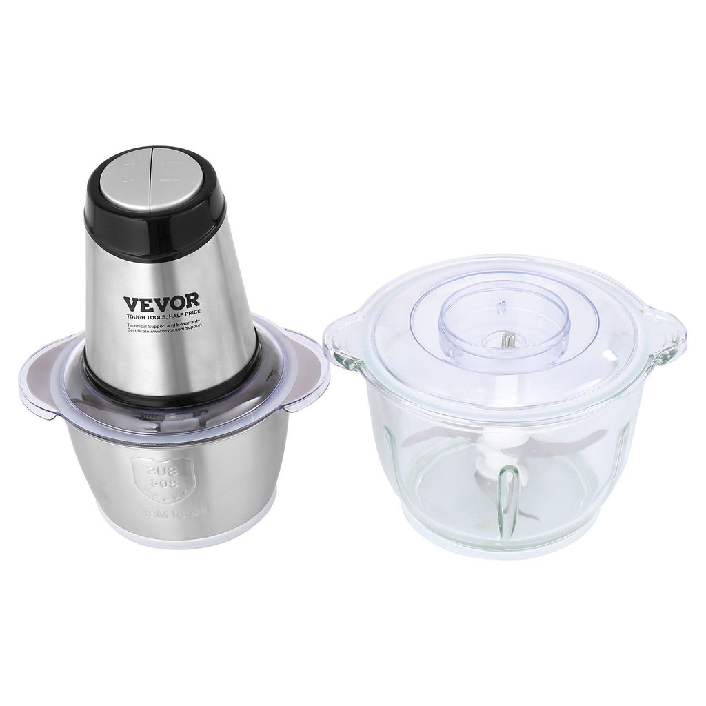 Food Processor, Electric Meat Grinder with 4-Wing Stainless Steel Blades, 8 Cup+5 Cup Two Bowls, 400W Electric Food Chopper, 2 Speeds Food Grinder for Baby Food, Meat, Onion, Vegetables